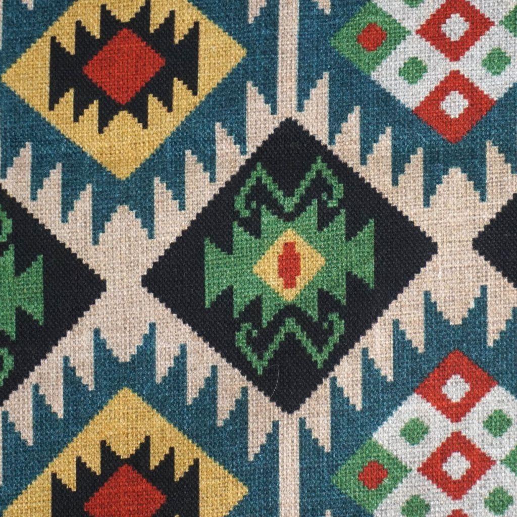 Dekostoff Halbpanama Ikatstil Muster Weboptik bunt